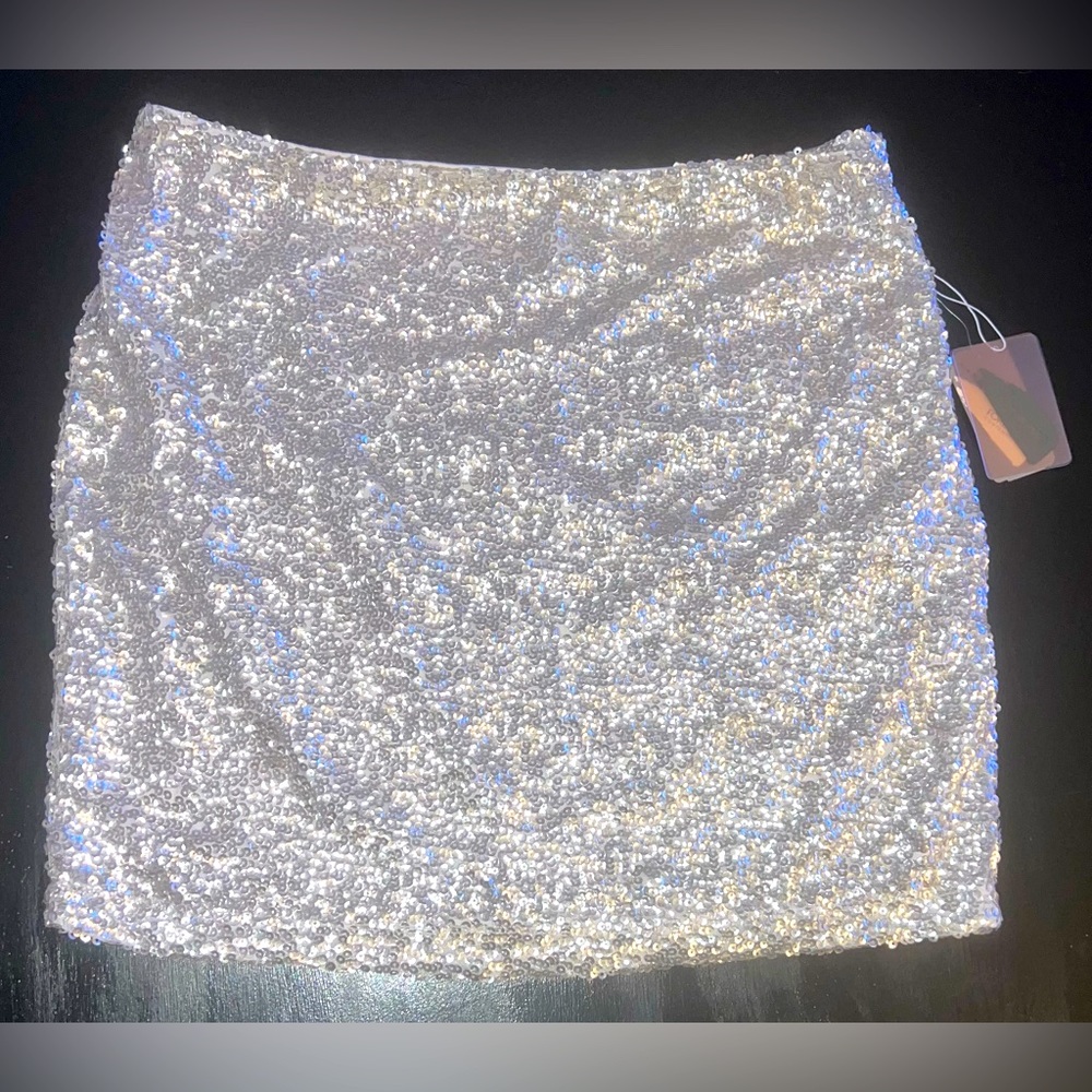 Silver sequin skirt